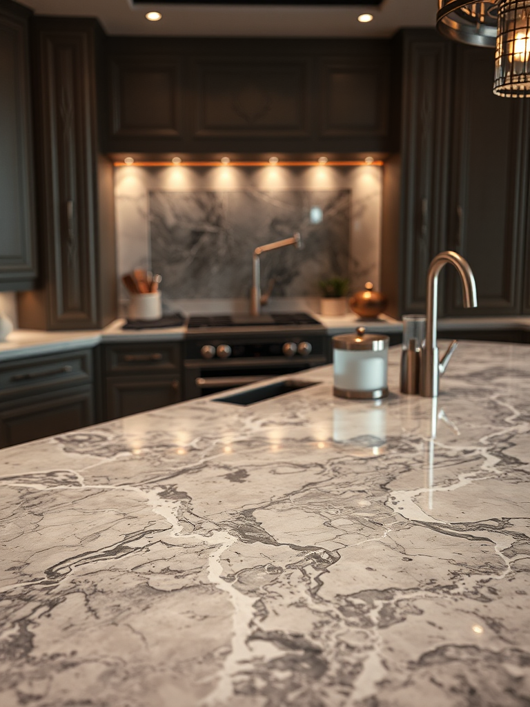 Natural Stone Countertop: 7 Stunning Options to Elevate Your Home 2 natural stone countertop in a modern luxury kitchen - Illustration 1